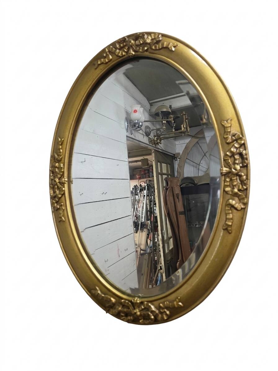 Miroir ovale style Louis XV doré miroir biseauté
