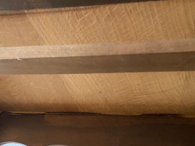 Oak desk and oak veneer with a large Louis XV style drawer