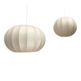 German mid-century cocoon pendant lamps by Friedel Wauer for Goldkant Leuchten, 1960s, set of 2.