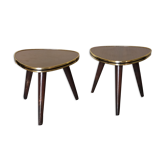 Paire de mini-sellettes tripodes porte-plante années 50