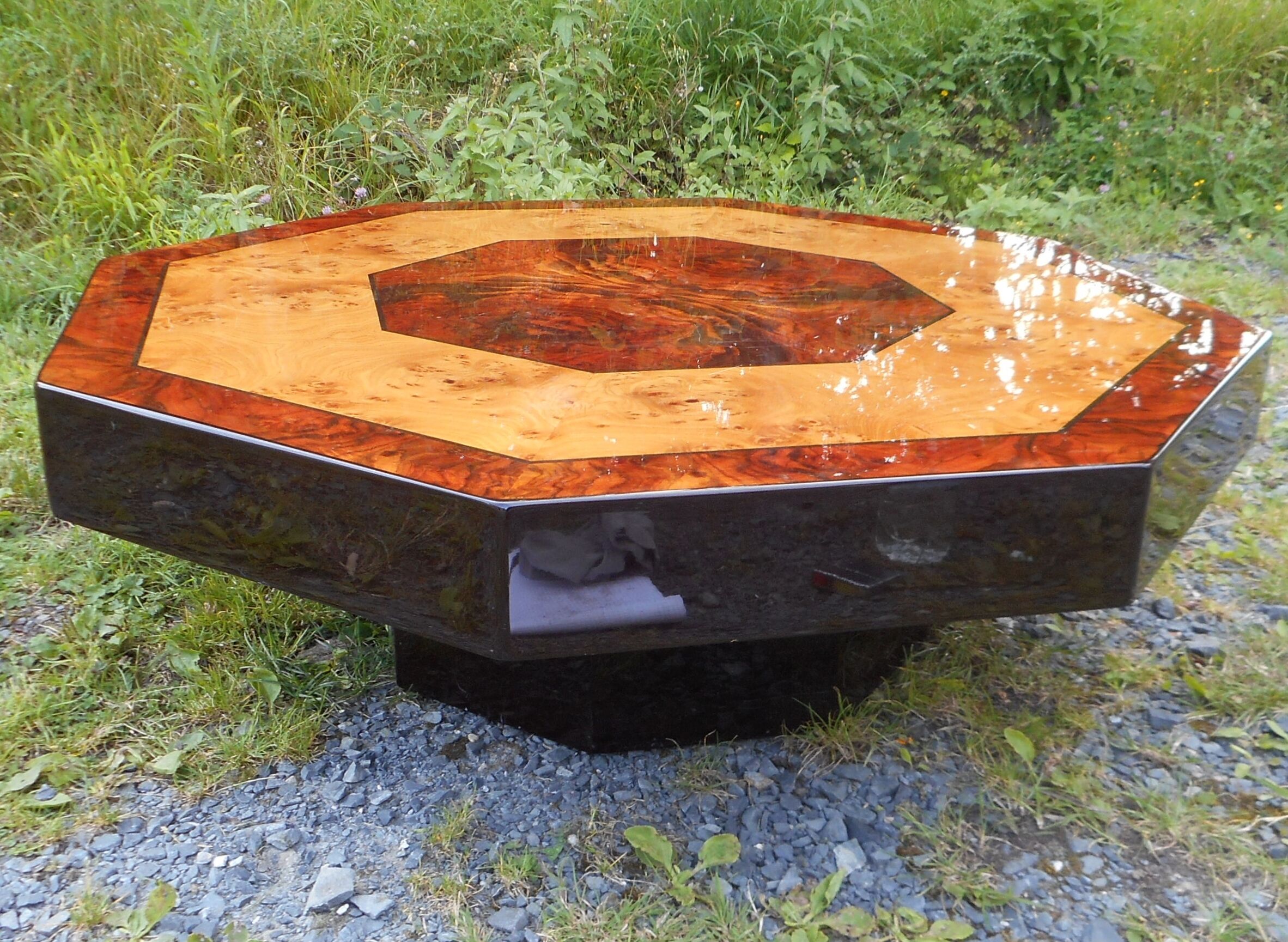 Coffee table in magnifying glass 70s by Guy Lefevre for the house Jansen