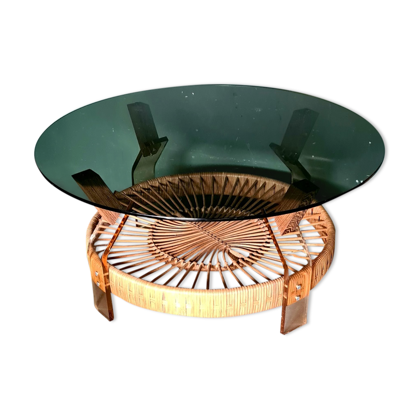 Vintage design coffee table with smoke glass