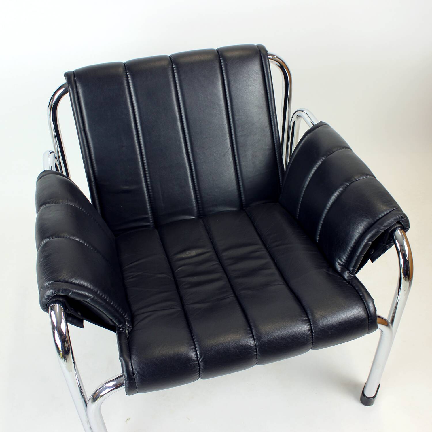 Lounge Chair By Viliam Chlebo In Chrome And Leatherette, Kodreta 1980s