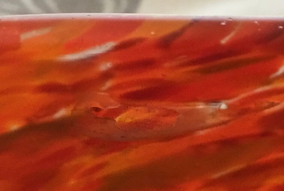 Glass paste vase signed