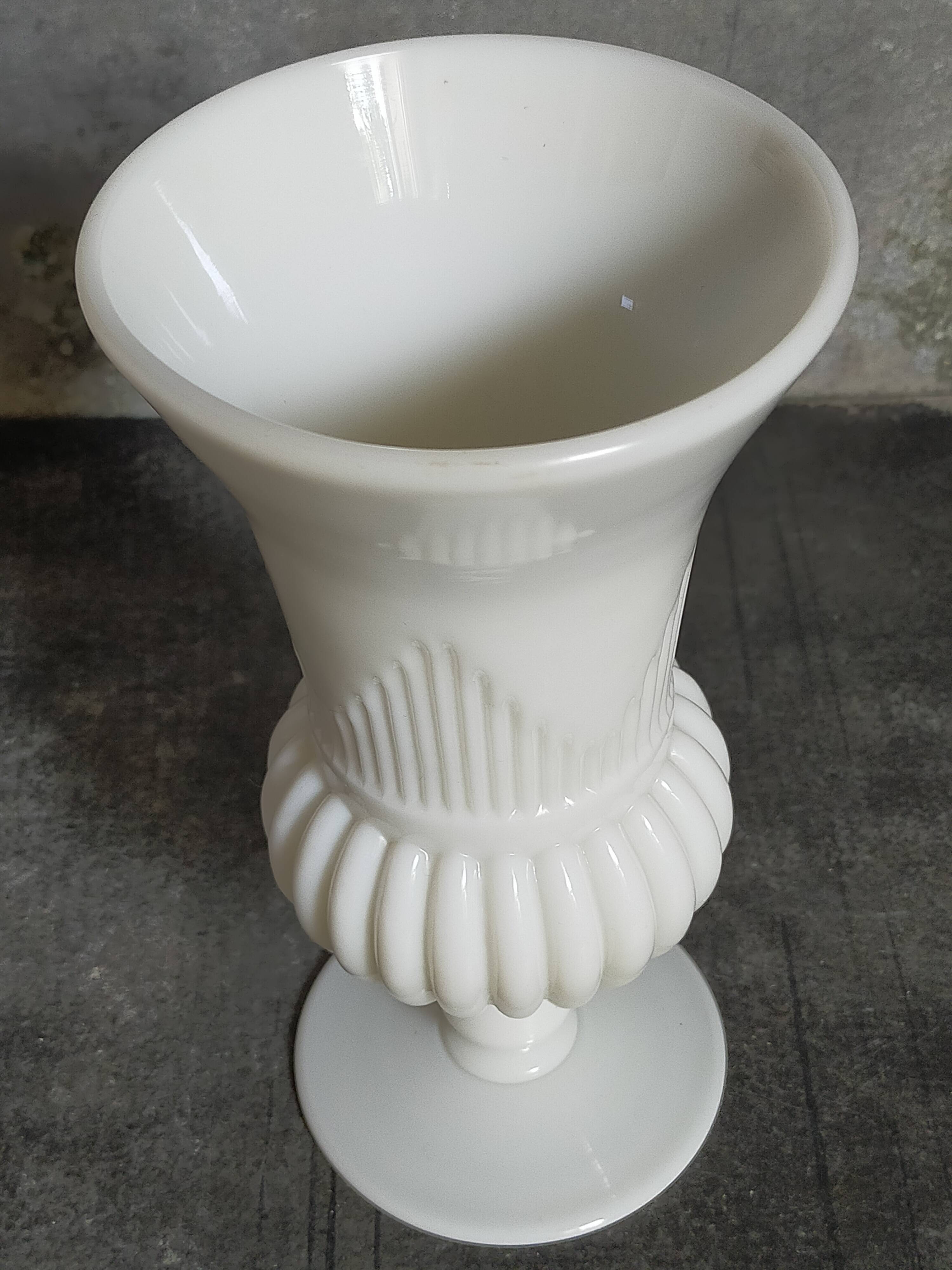 Antique milk glass baluster vase early 20th century