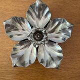 Silver metal flower ashtray candle holder