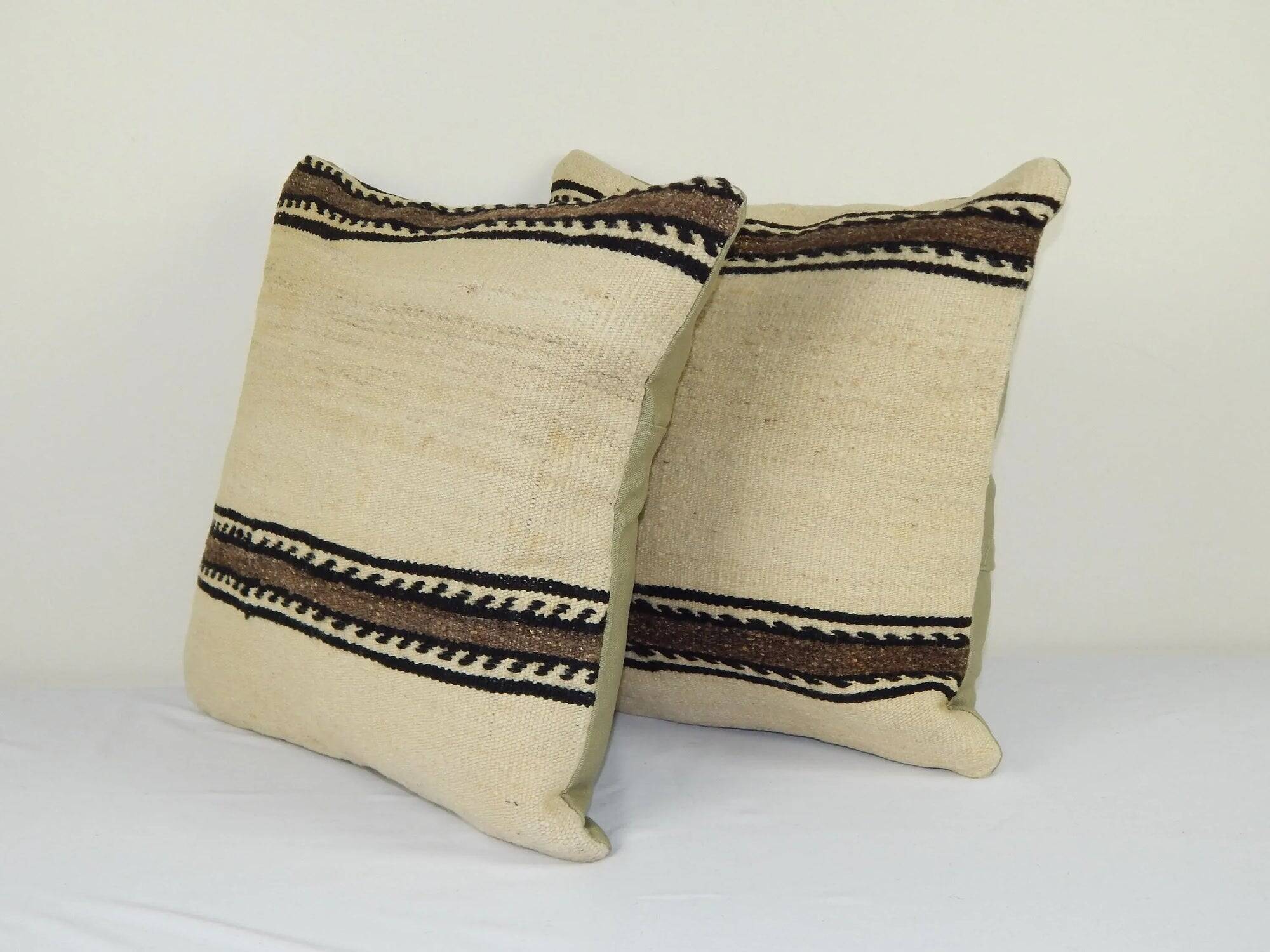 Set of 2 vintage kilim cushion covers 41x41 cm