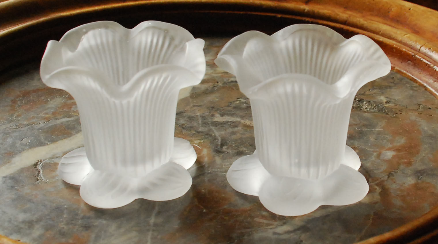 Pair of glass candlesticks
