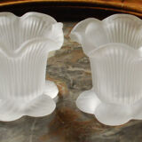 Pair of glass candlesticks