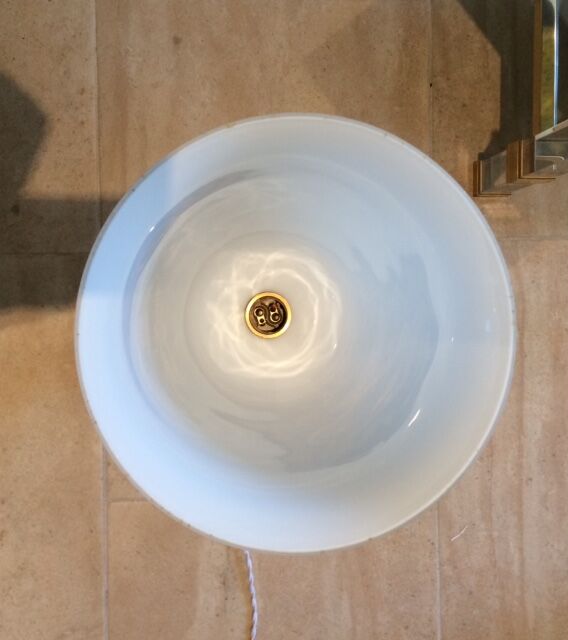 Neo-classical bronze lamp, opaline vasque, 1950
