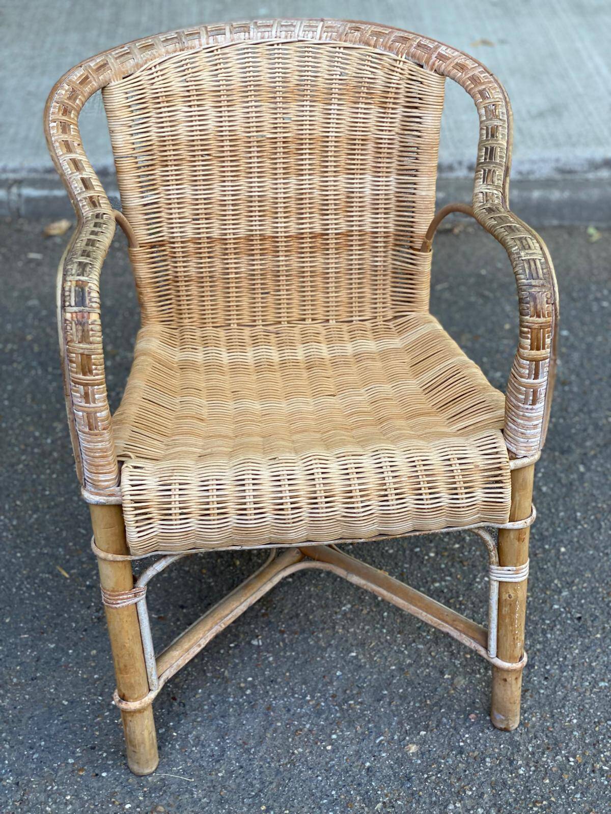 Fauteuil rotin et osier adulte 1970