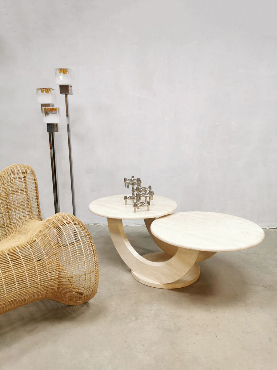 Table basse travertin « duo table top »