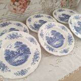 Set of 6 Sarreguemines soup plates Romantic blue model