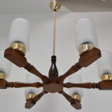 Mid-century wood chandelier  by Inva Litomerice,1970's