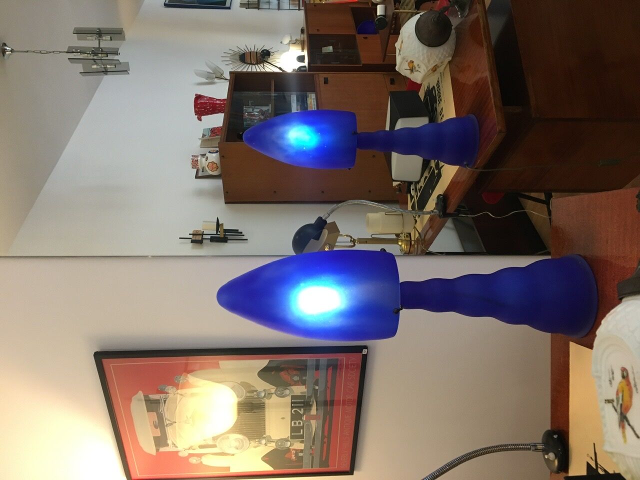 Blue glass lamp 1980s