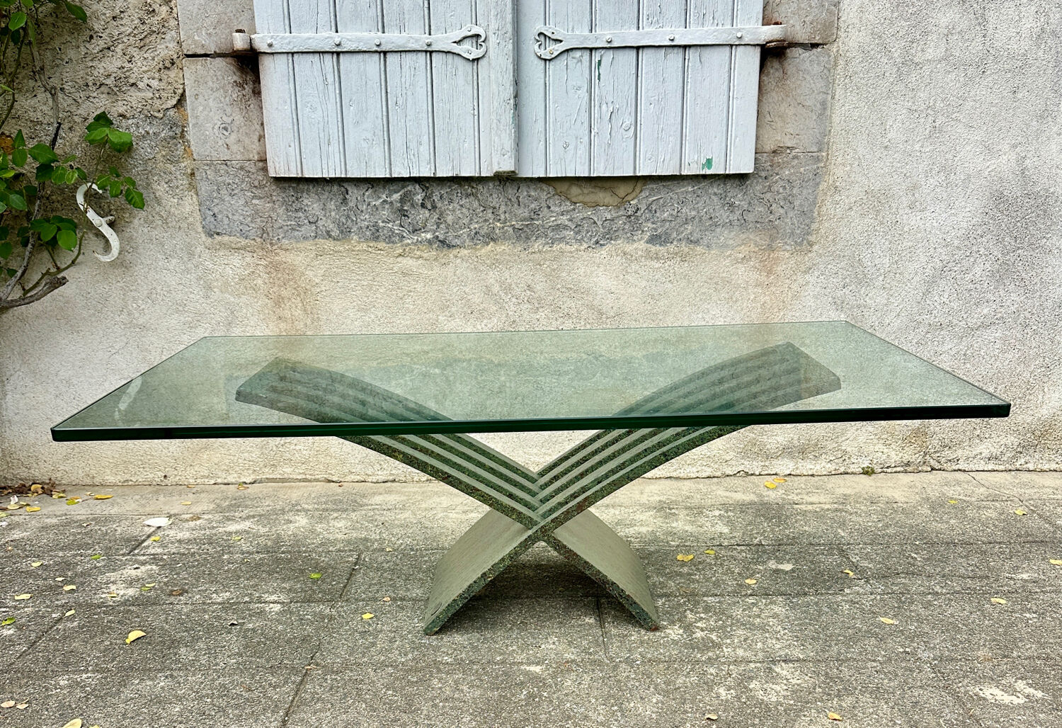 Vintage design coffee table in glass and bronze Vvv Valenti