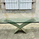 Vintage design coffee table in glass and bronze Vvv Valenti