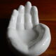 Large empty hand-shaped pocket / Vintage 70s white ceramic