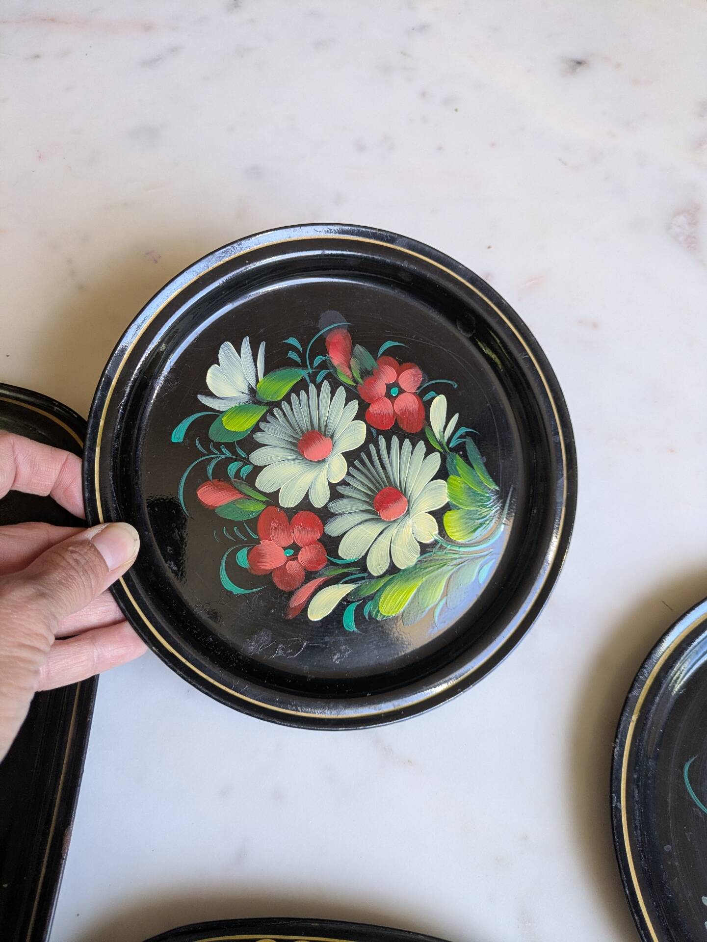 Set of antique Russian trays/Russian artisan USSR