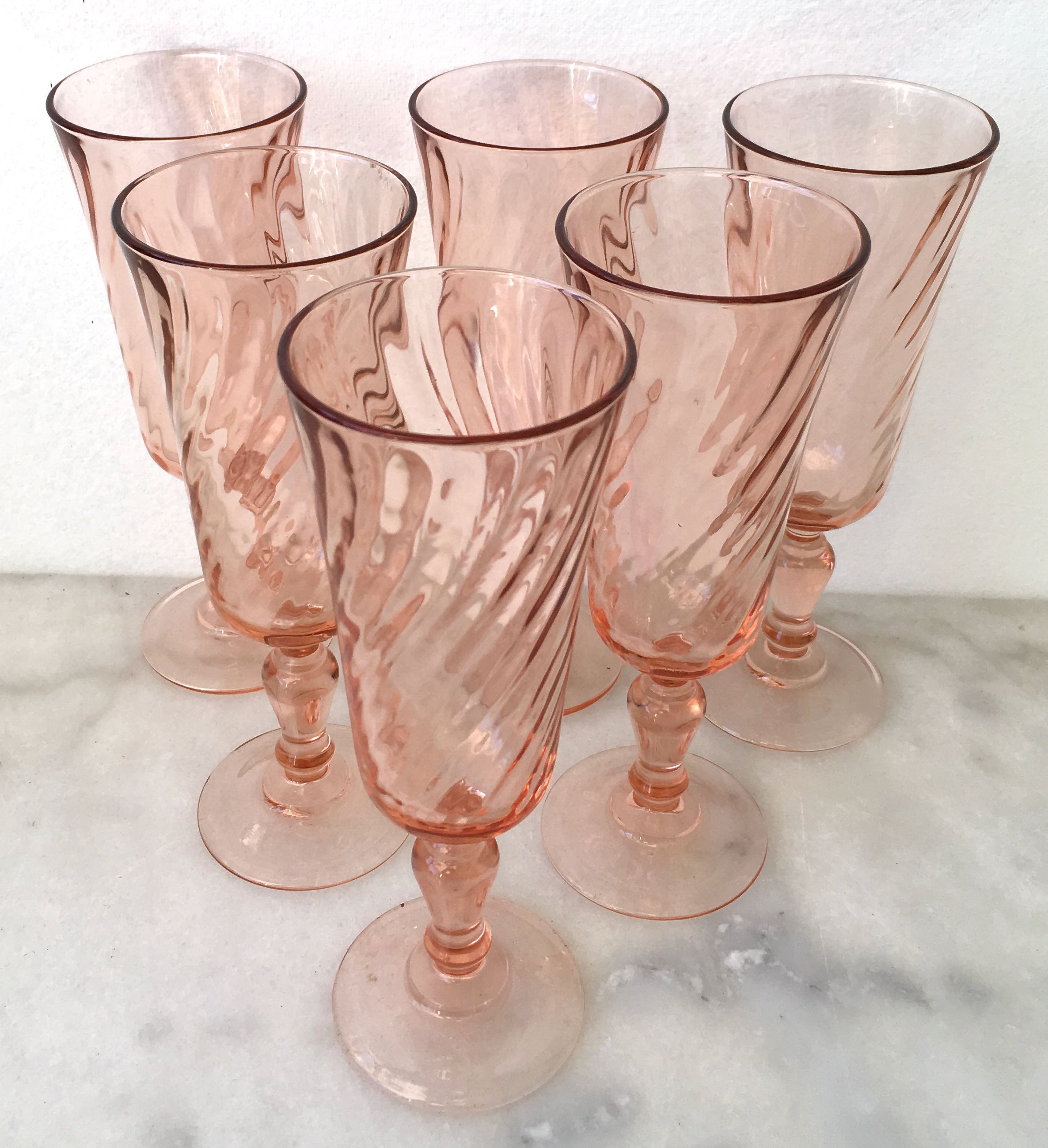 6 glasses vintage champagne flutes