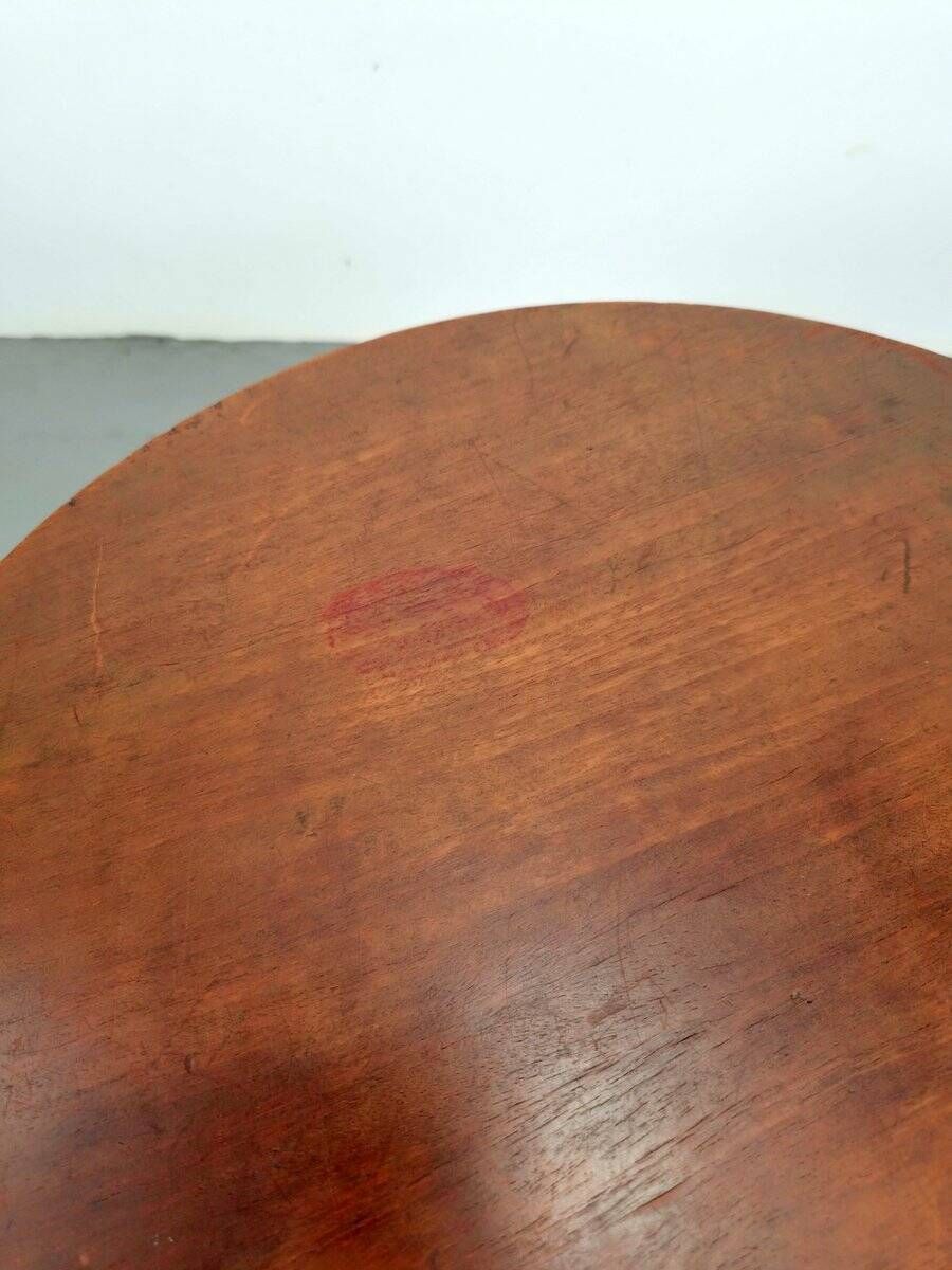 Dutch Art Deco Modernist Round Oak Side Table, 1930s