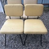 4 chaises andre simard tissu d origine jaune 1950