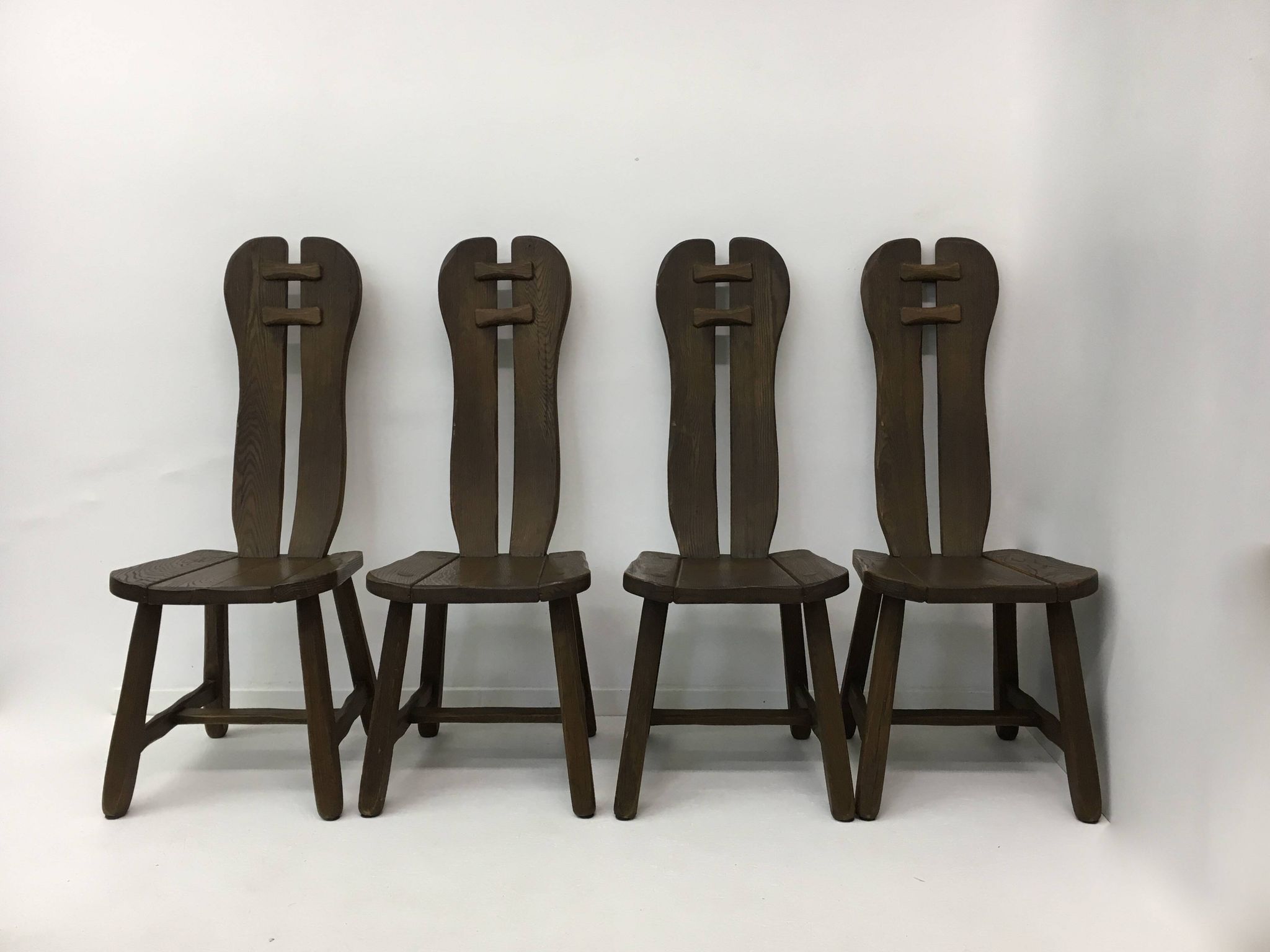 Set of 4 Belgian Brutalist Dining Chairs from De Puydt, 1970’s
