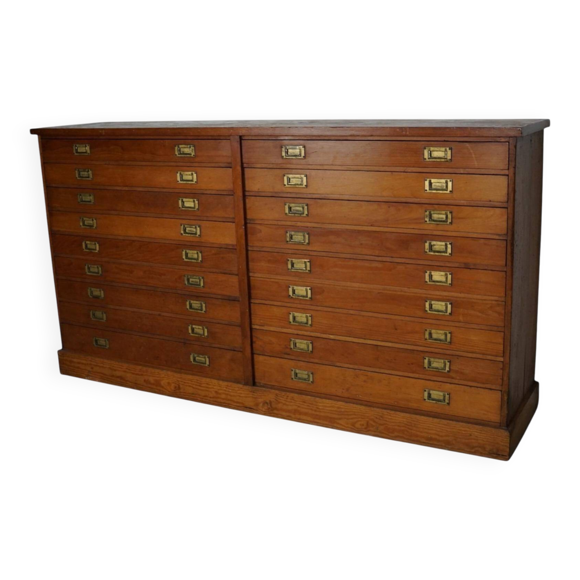 English Pitch Pine Apothecary Cabinet / Plan Chest, Early 20th Century