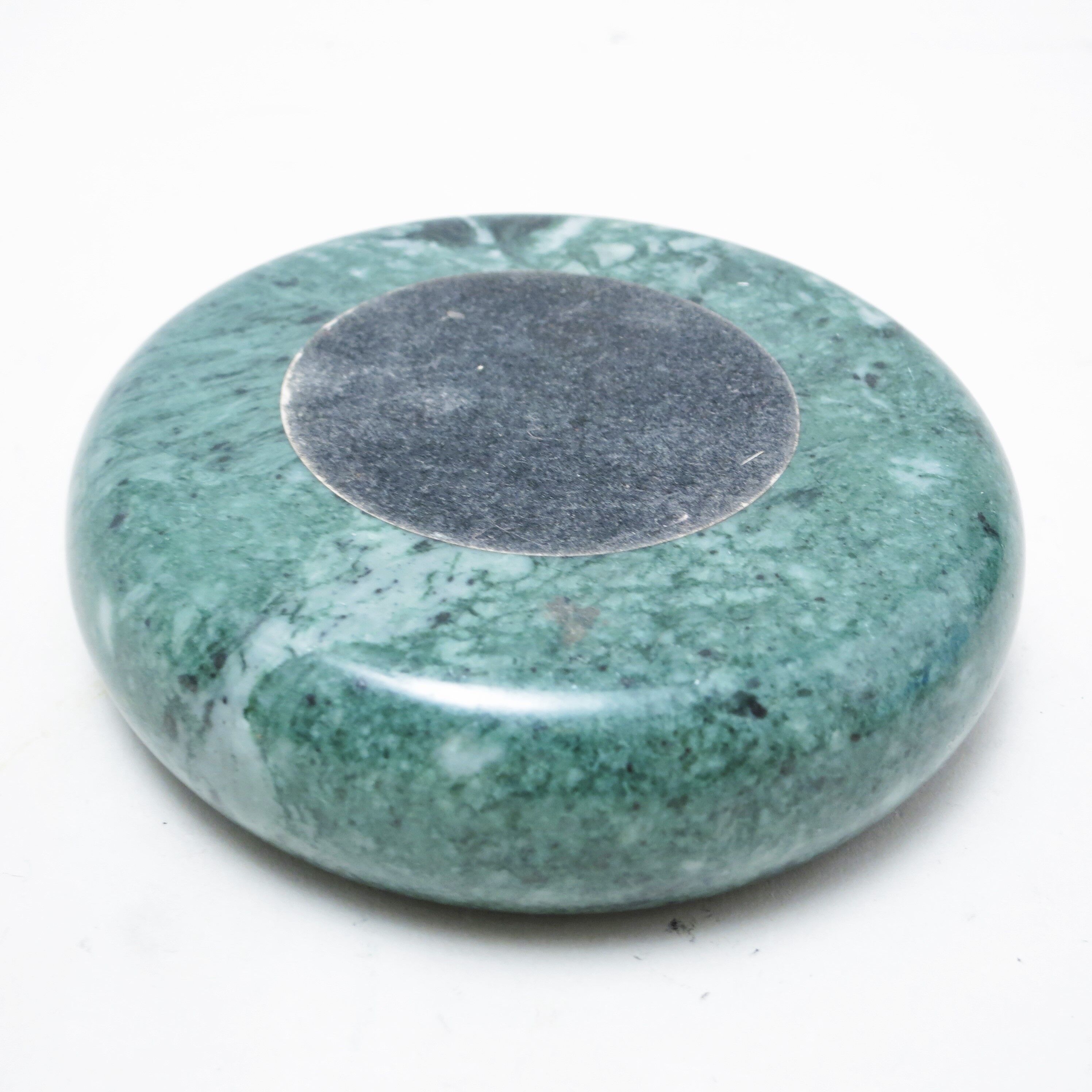 Round green marble ashtray