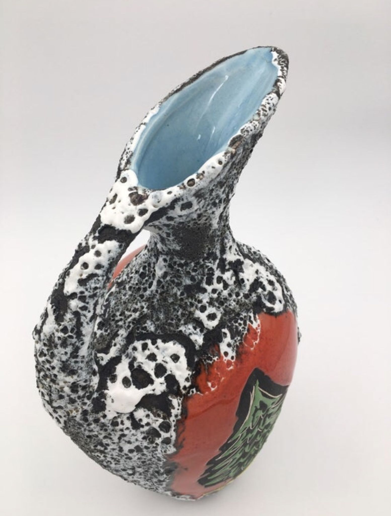 Enamelled ceramic vase Fat Lava, signed Pugi, numbered, circa 1950/1960