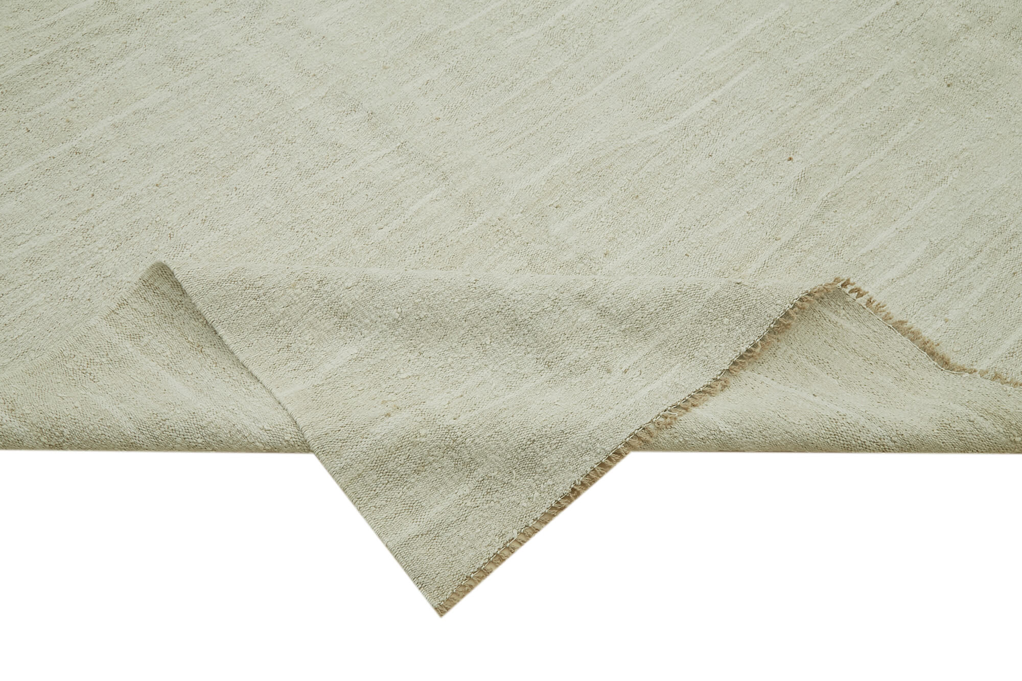 Hand-knotted anatolian antique 1970s 288 cm x 502 cm white hemp kilim carpet