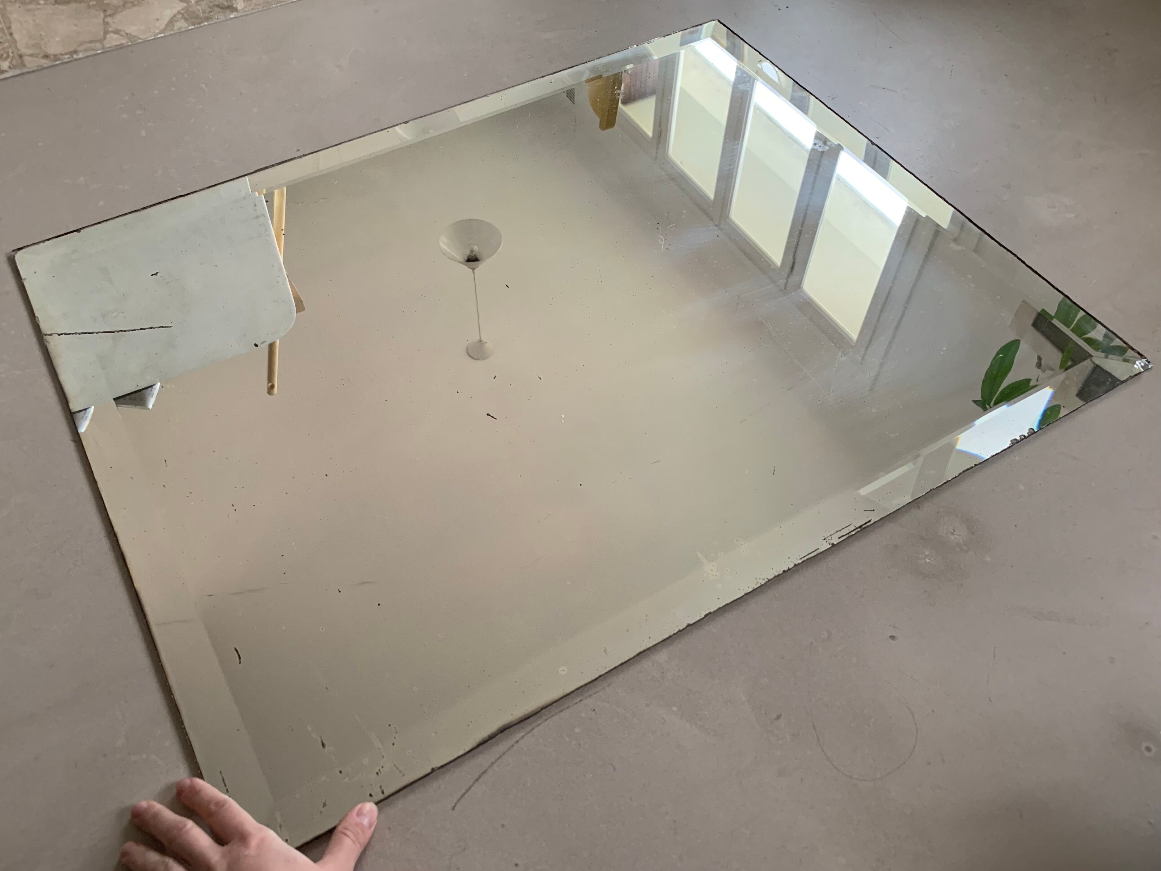 Old beveled mirror stitched 65x83cm