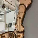 Venetian Quadratic Mirror with Rosé Rauchglass Frame