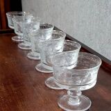 6 engraved crystal fruit salad bowls from the Napoleon III period