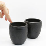 Set of 2 glasses in intense black ceramic from Romania