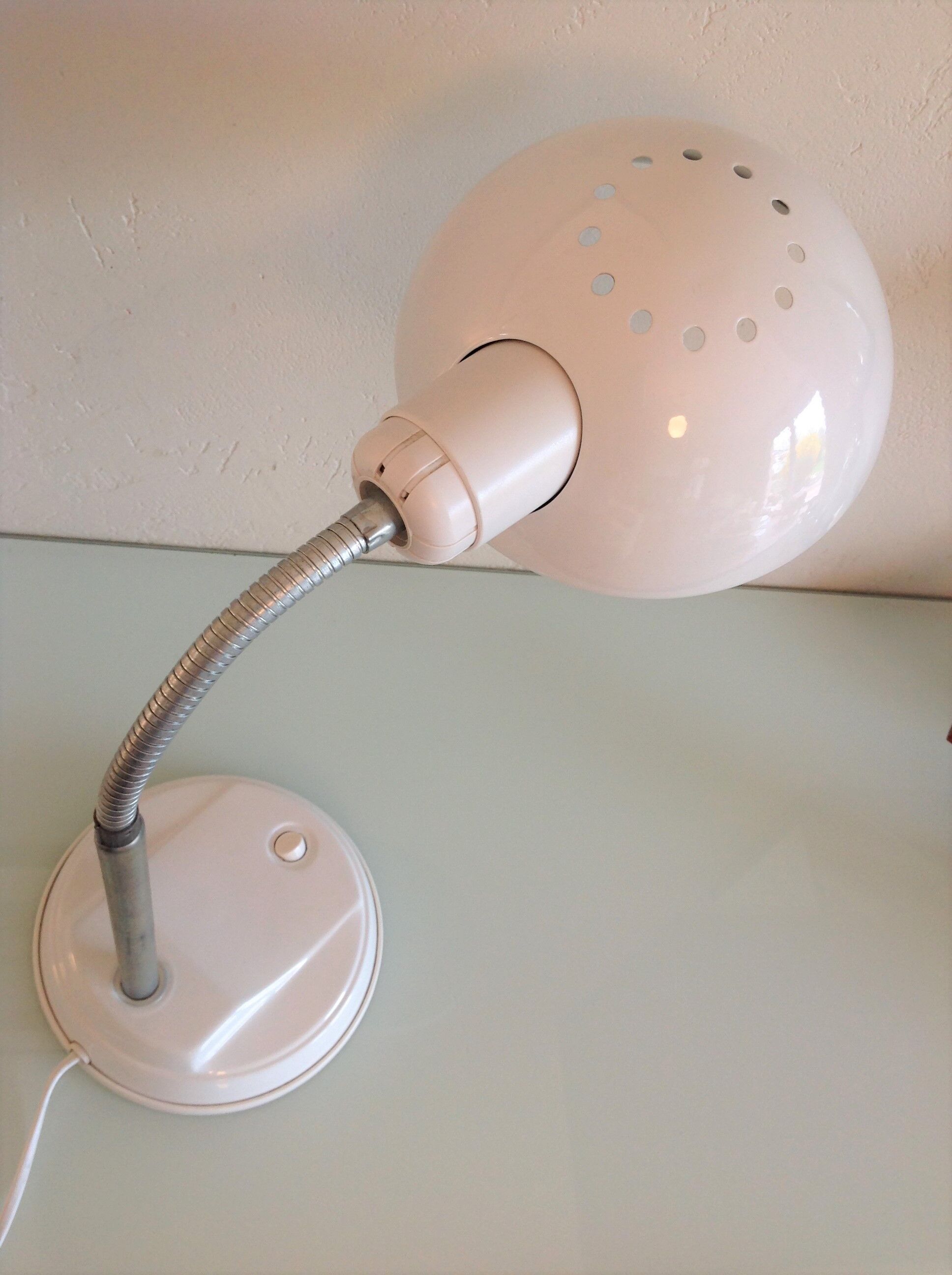 Lampe de bureau en métal blanc vintage années 70/80