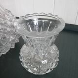 Diamond cut carafe and small vase