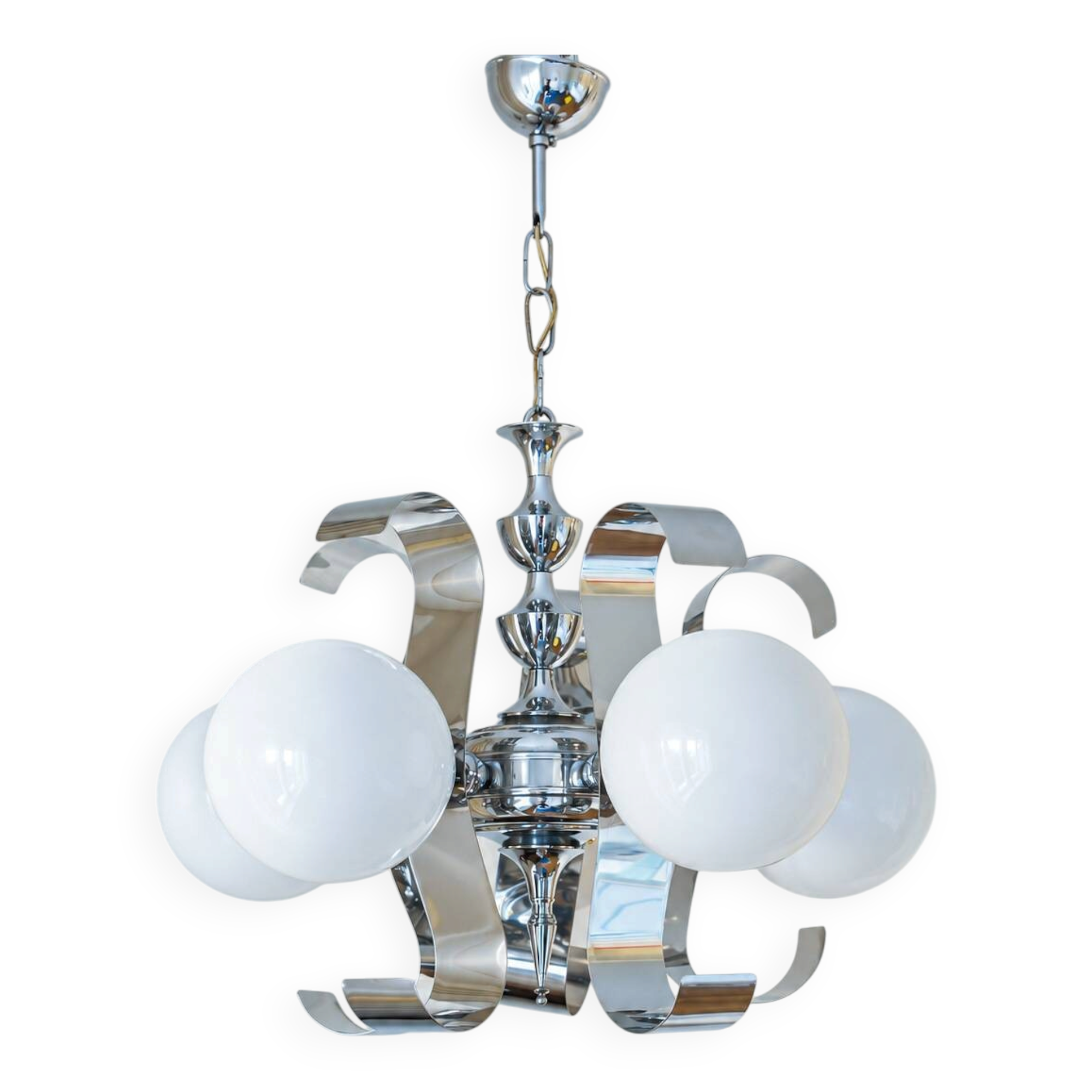 Vintage Space Age chrome chandelier, 1970s
