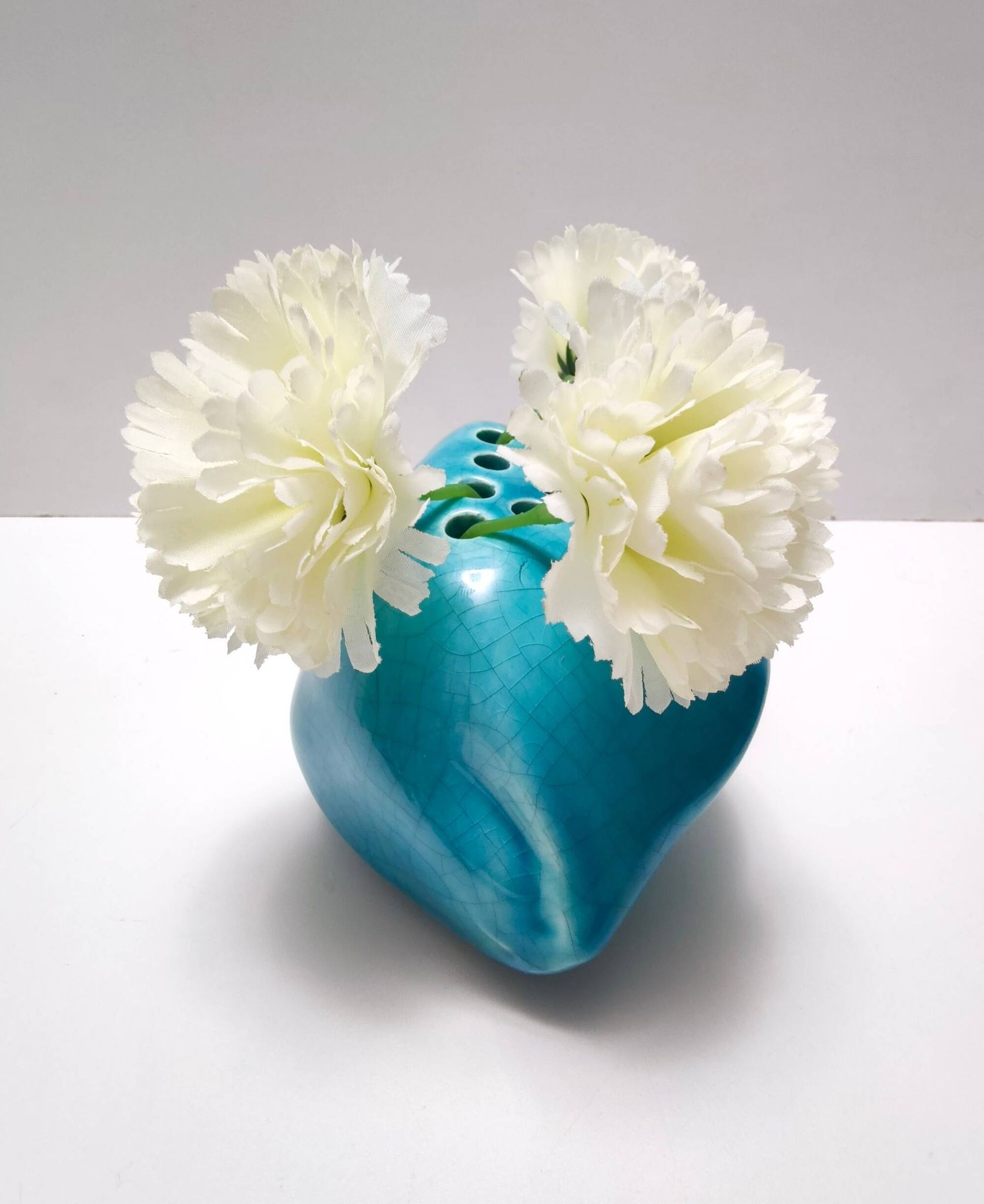Teal Lacquered Ceramic Tulip Vase / Pen Holder by Giacomo Onestini for Ernestine Salerno