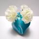 Teal Lacquered Ceramic Tulip Vase / Pen Holder by Giacomo Onestini for Ernestine Salerno