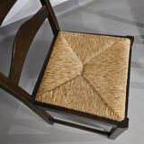 Set of 2 oak, rustic, farmhouse, ladderback dining chairs with rush seats