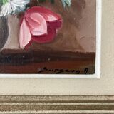 Painting painted in oil on canvas representing a bouquet of flowers signed Surgeon