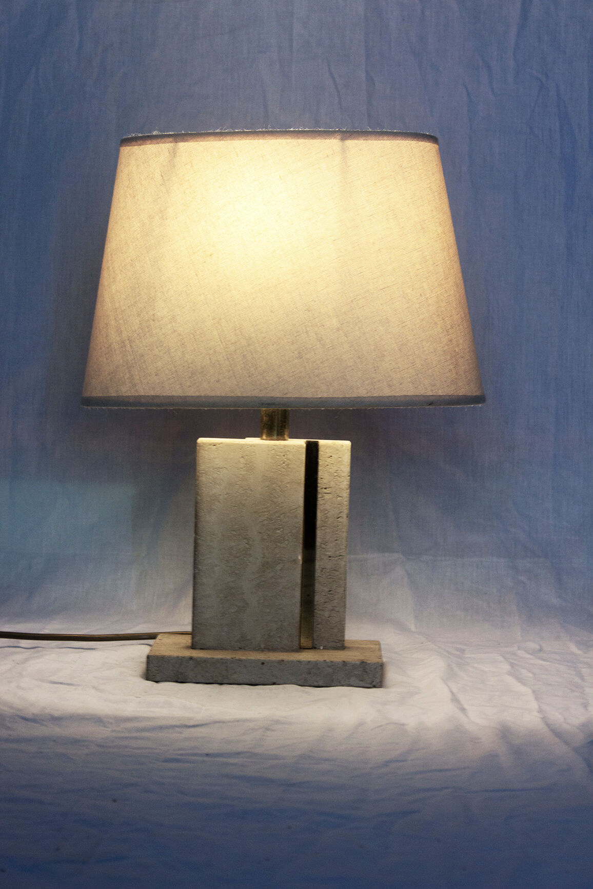 Office lamp in travertine and laiton 1970s