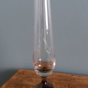 Cut glass soliflore vase with a smoked glass base.