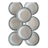 Set of 8 vintage dinner plates - St Amand earthenware, blue floral pattern and