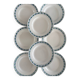 Lot de 8 assiettes plates vintage - Faïence St Amand, motif floral bleu et