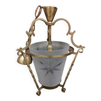 Vintage Lantern Chandelier, Art Deco, 1950s