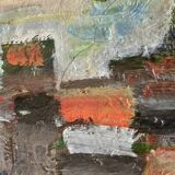 Vintage Abstract Kulo Green Oil Painting 1970s