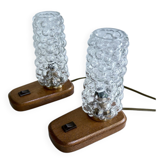 Pair of Scandinavian Bubble Glass Lamp