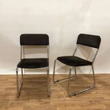 Set of 4 70s chairs in chromed metal
